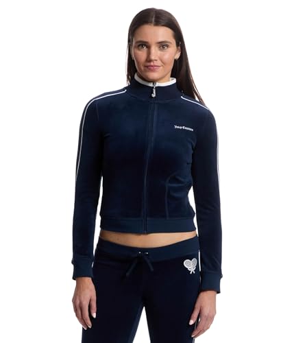 (取寄) ジューシークチュール レディース ヘリテージ モック ネック トラック ジャケット ウィズ バック グラフィック Juicy Couture women Heritage Mock Neck Track Jacket with Back Graphic Regal Blue Juicy Couture Women's Heritage Mock Neck Track Jacket with Back